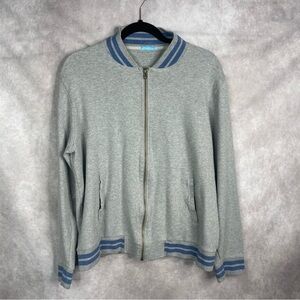 J. Mclaughlin Zip Up Long Sleeve Cotton Blend Sweatshirt In Gray Men's Size L